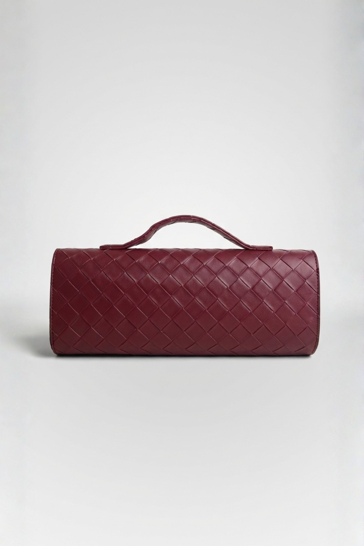 Bordo Örgü Derili Portföy Clutch Çanta