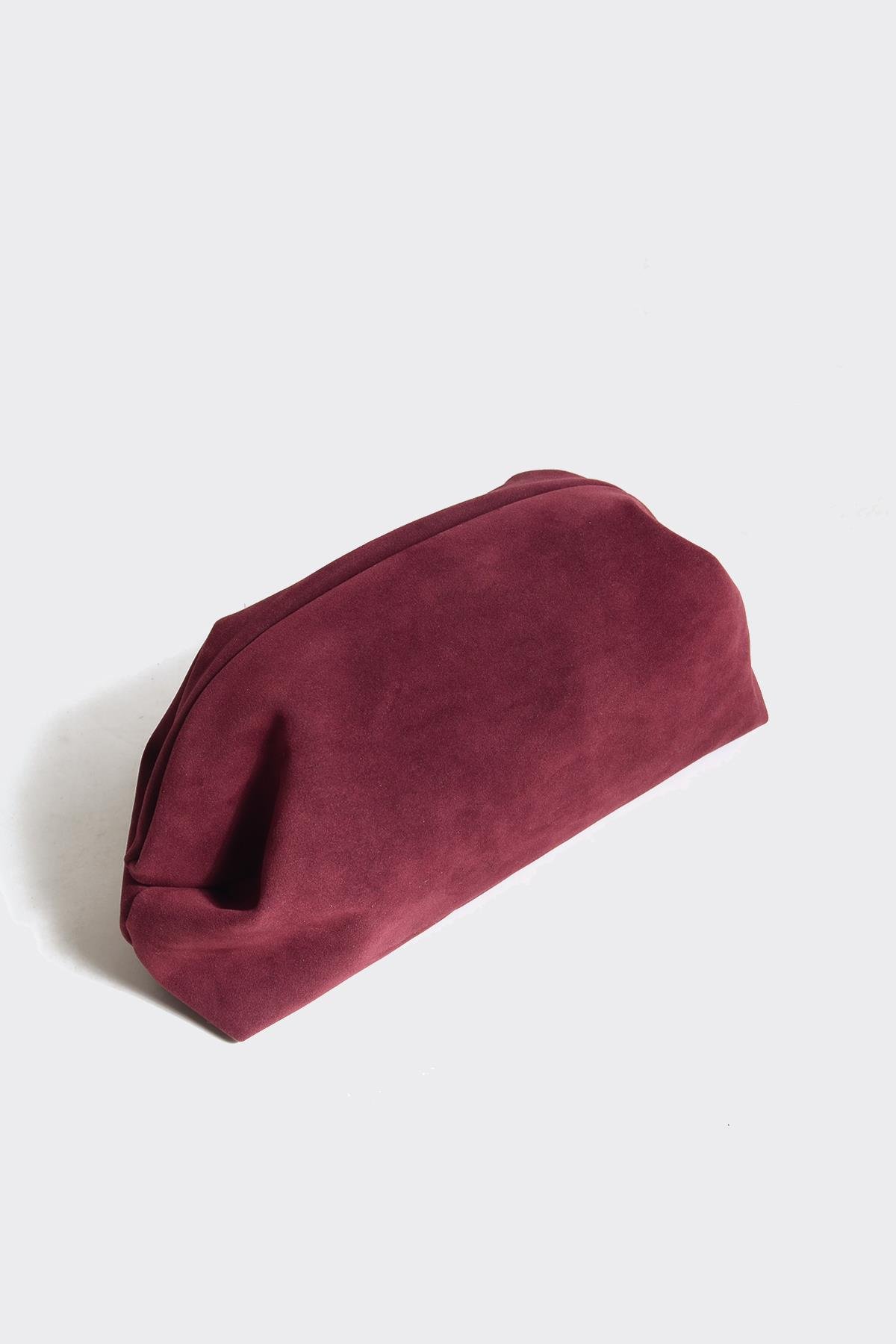 Bordo Süet Portföy Çapraz ve Omuz Çanta