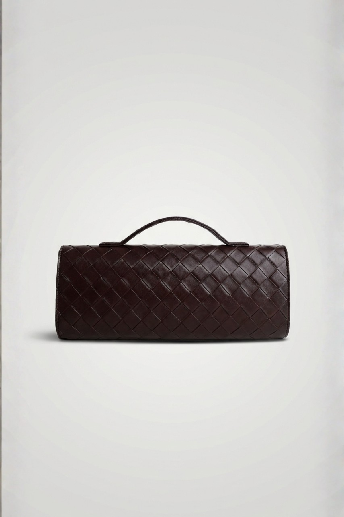 Kahverengi Örgü Derili Portföy Clutch Çanta