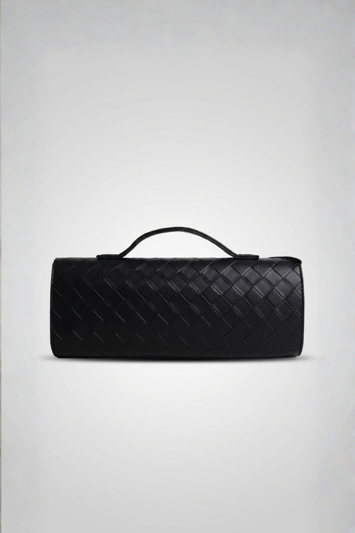 Siyah Örgü Derili Portföy Clutch Çanta