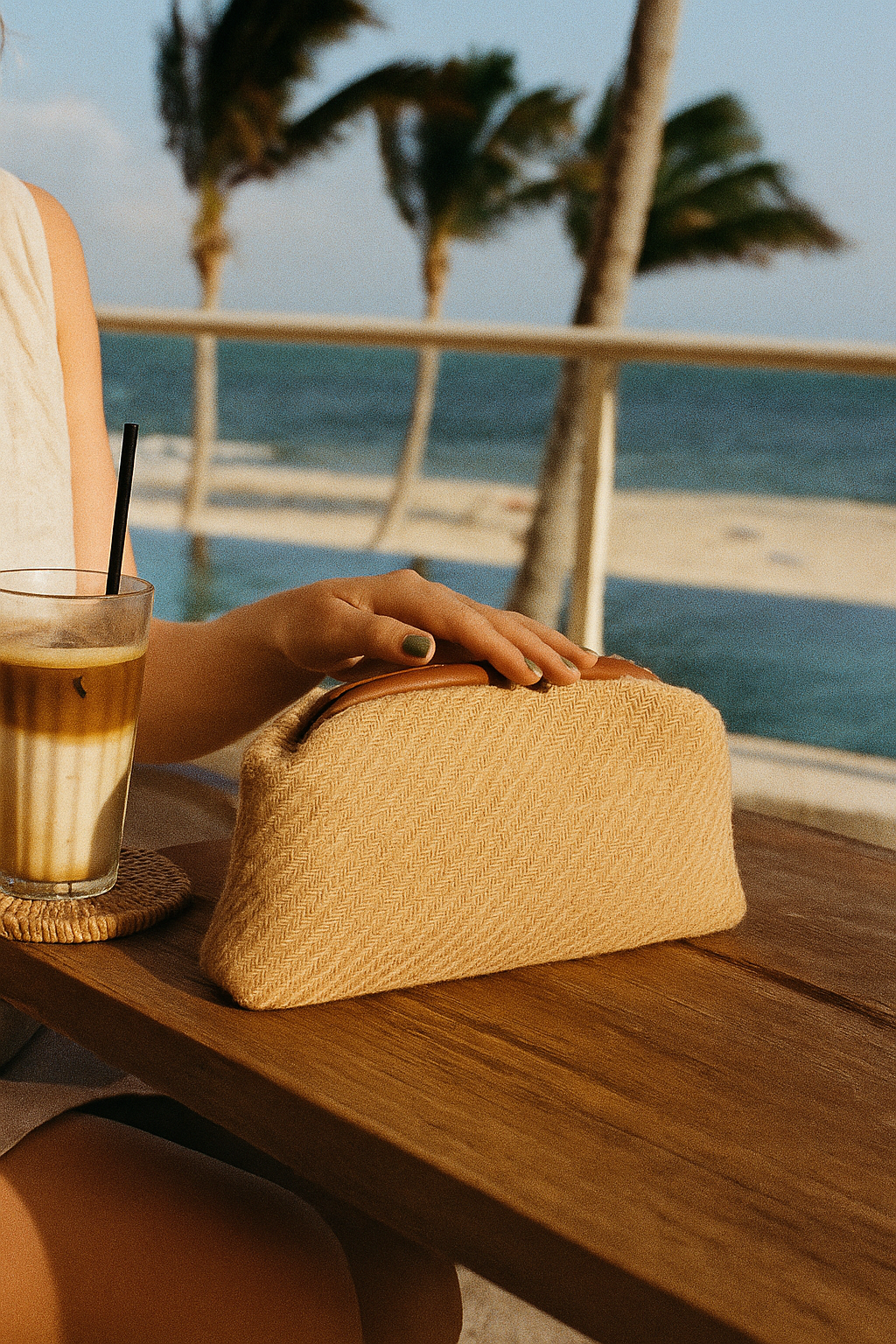 Taba Jüt Clutch Portföy Hasır Çanta