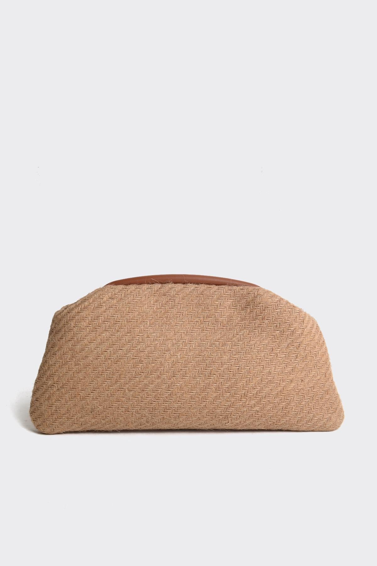 Taba Jüt Clutch Portföy Hasır Çanta