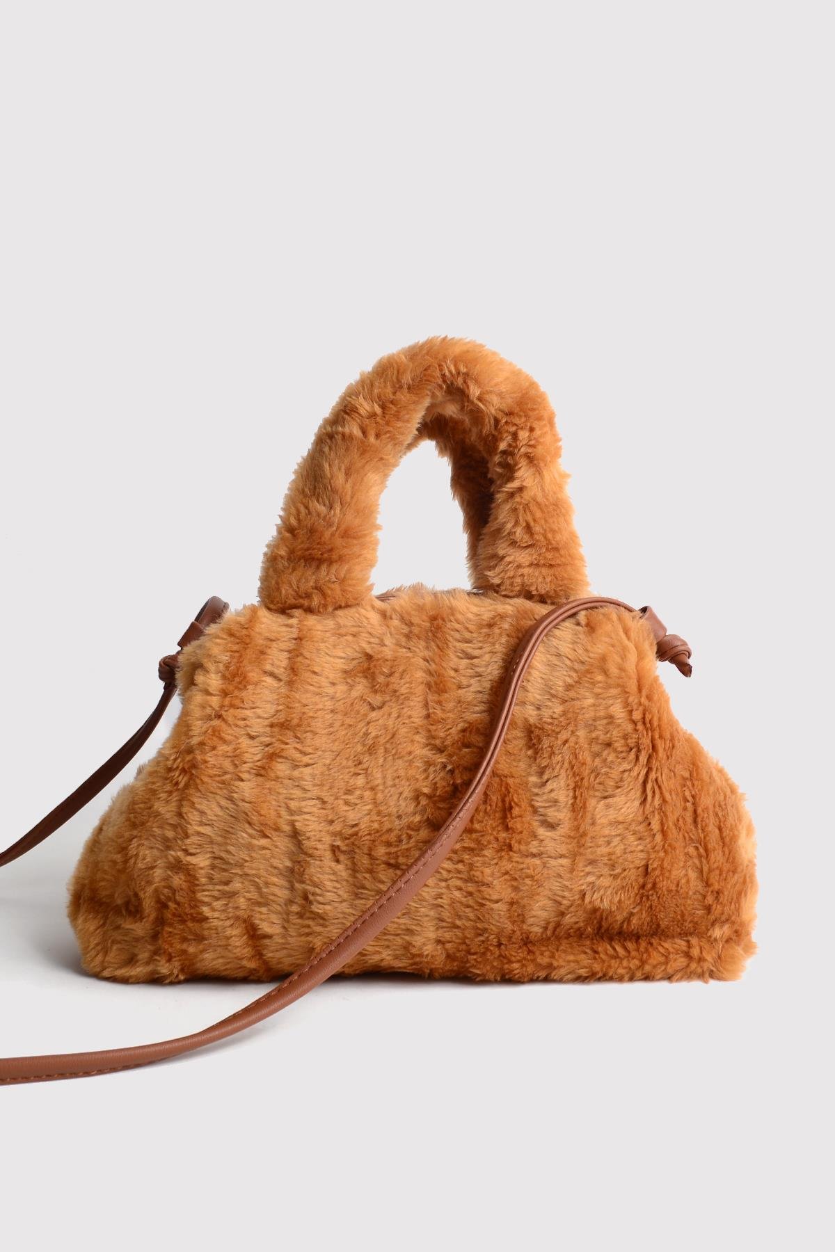 Taba Peluş Tote El ve Omuz Çantası