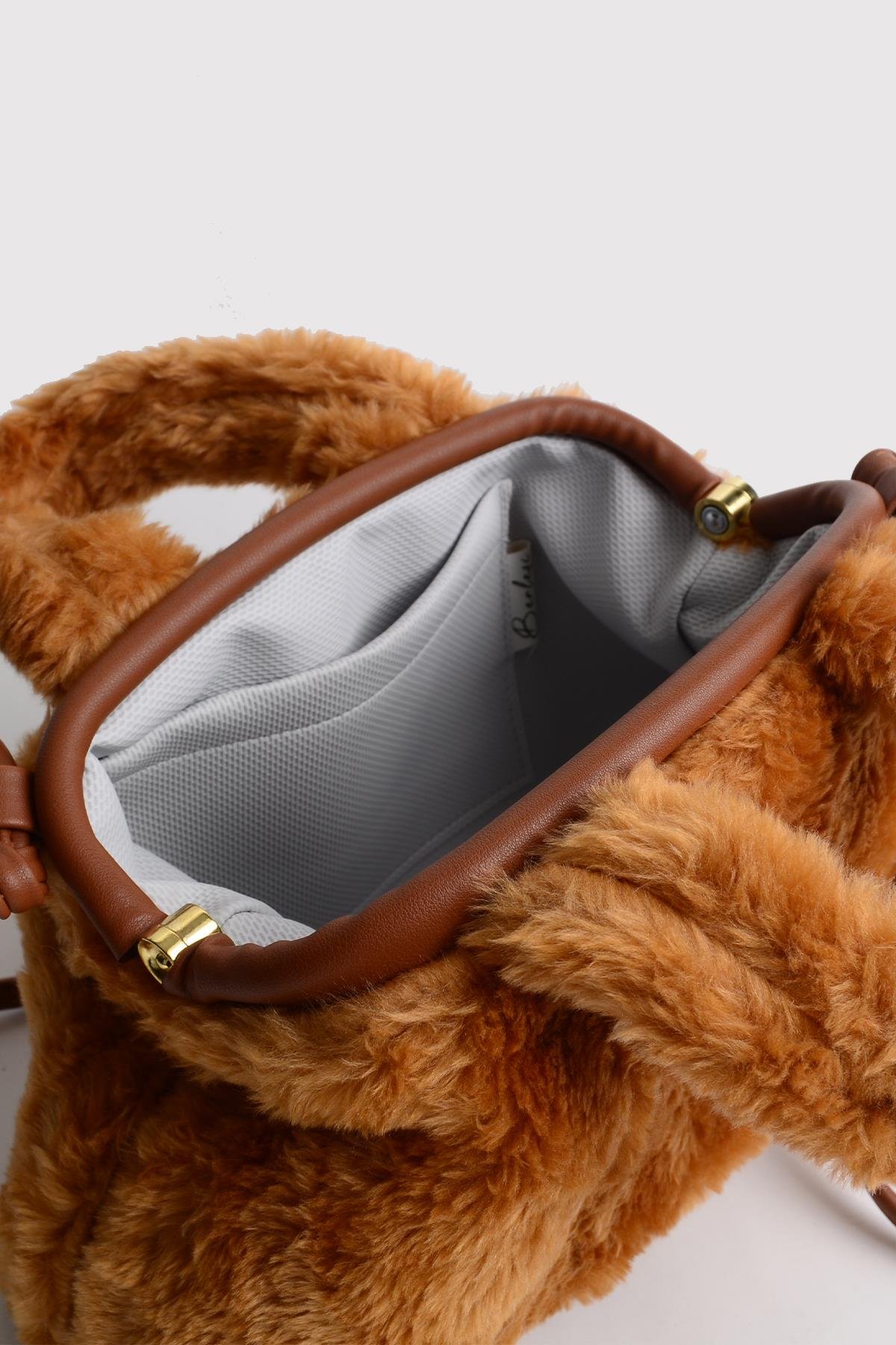 Taba Peluş Tote El ve Omuz Çantası