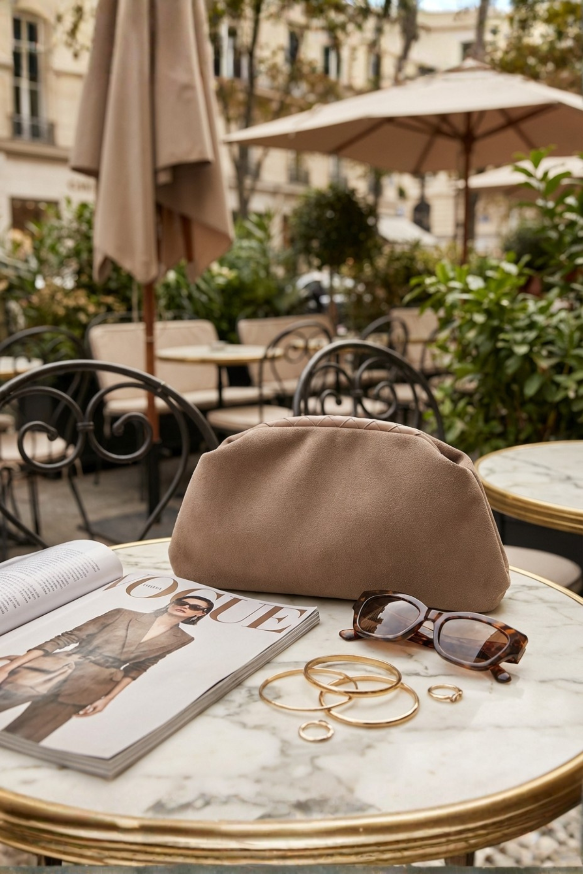 Vizon Süet Deri Portföy Clutch Çanta