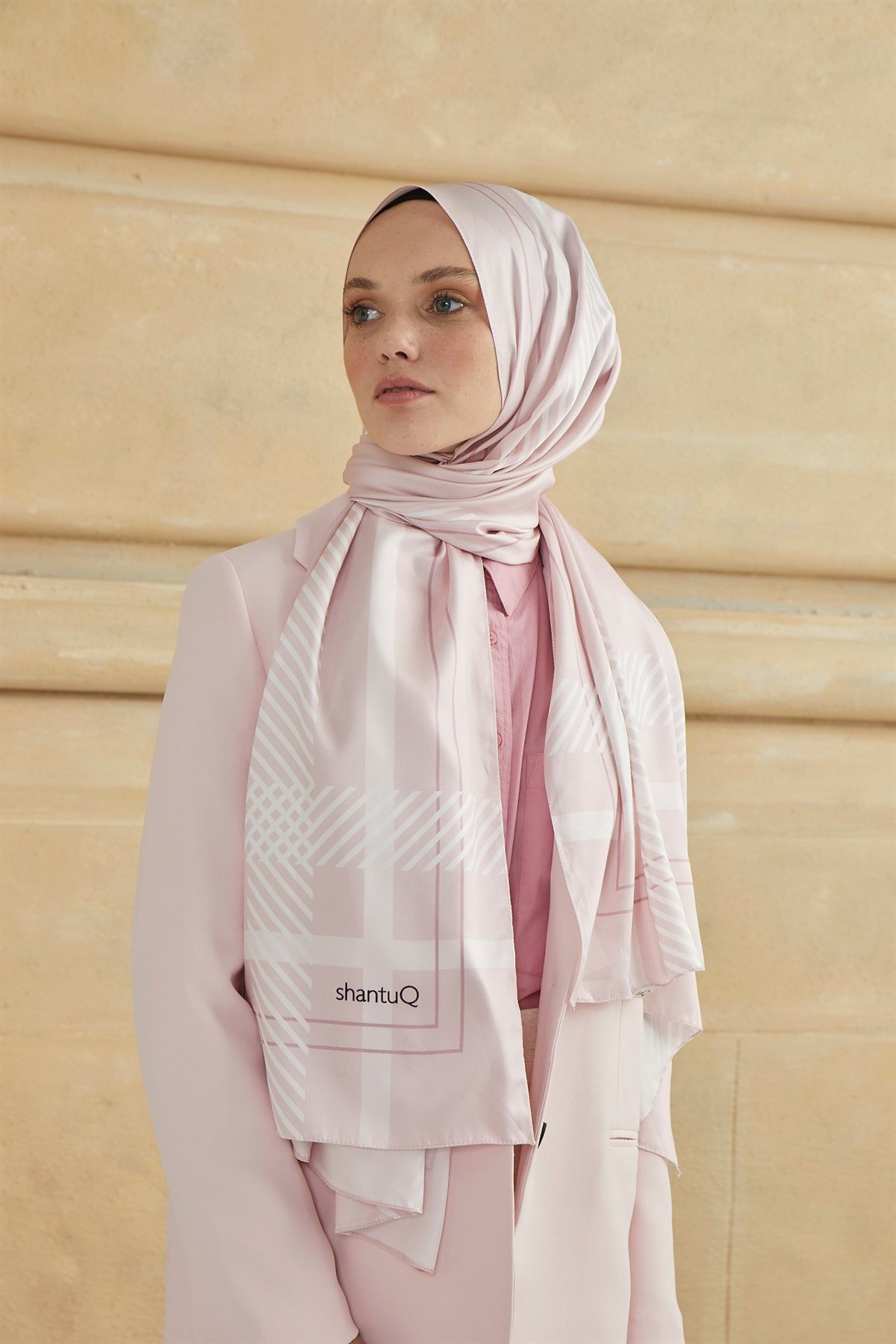 SHANTUQ TWILL ŞAL CLASSY DESEN-PEMBE-2