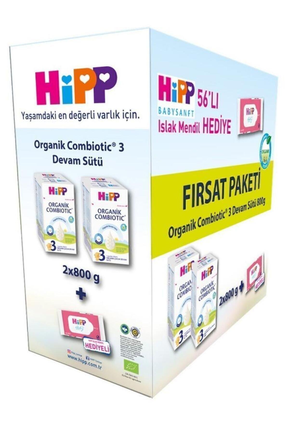 3 Organik Devam Sütü Combiotic 800grx2 Adet (ISLAK MENDİL HEDİYE)