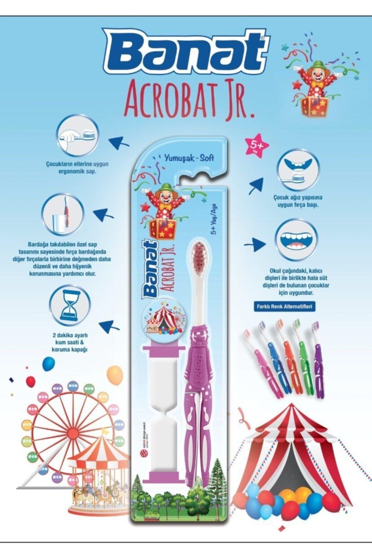 Acrobat Junior Kum Saati Hediyeli Çocuk Diş Fırçası (pembe) - Bardağa Takılabilen Sap