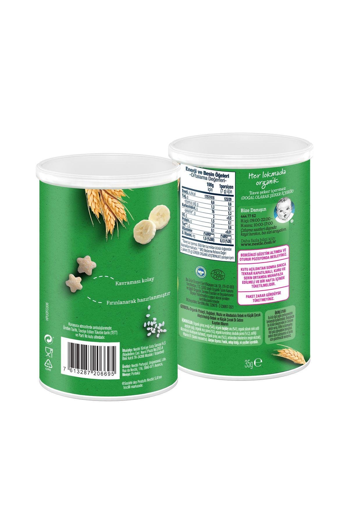 Organik Pirinçli Buğdaylı Muzlu Bebek Atıştırmalığı 35gr X 2 Adet