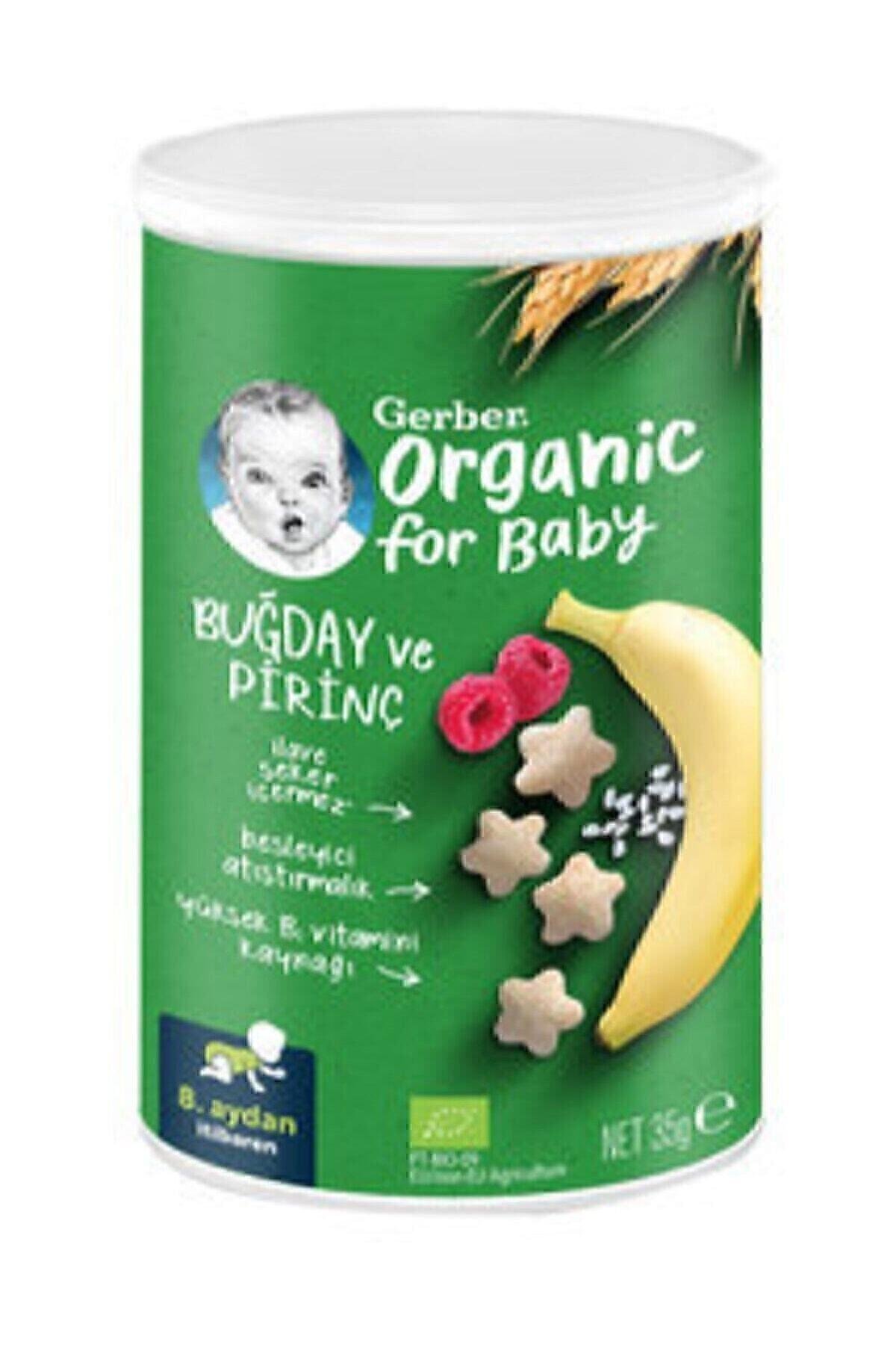 Organik Pirinçli, Buğdaylı, Muzlu Ve Ahududulu Bebek Atıştırmalığı 35 gr