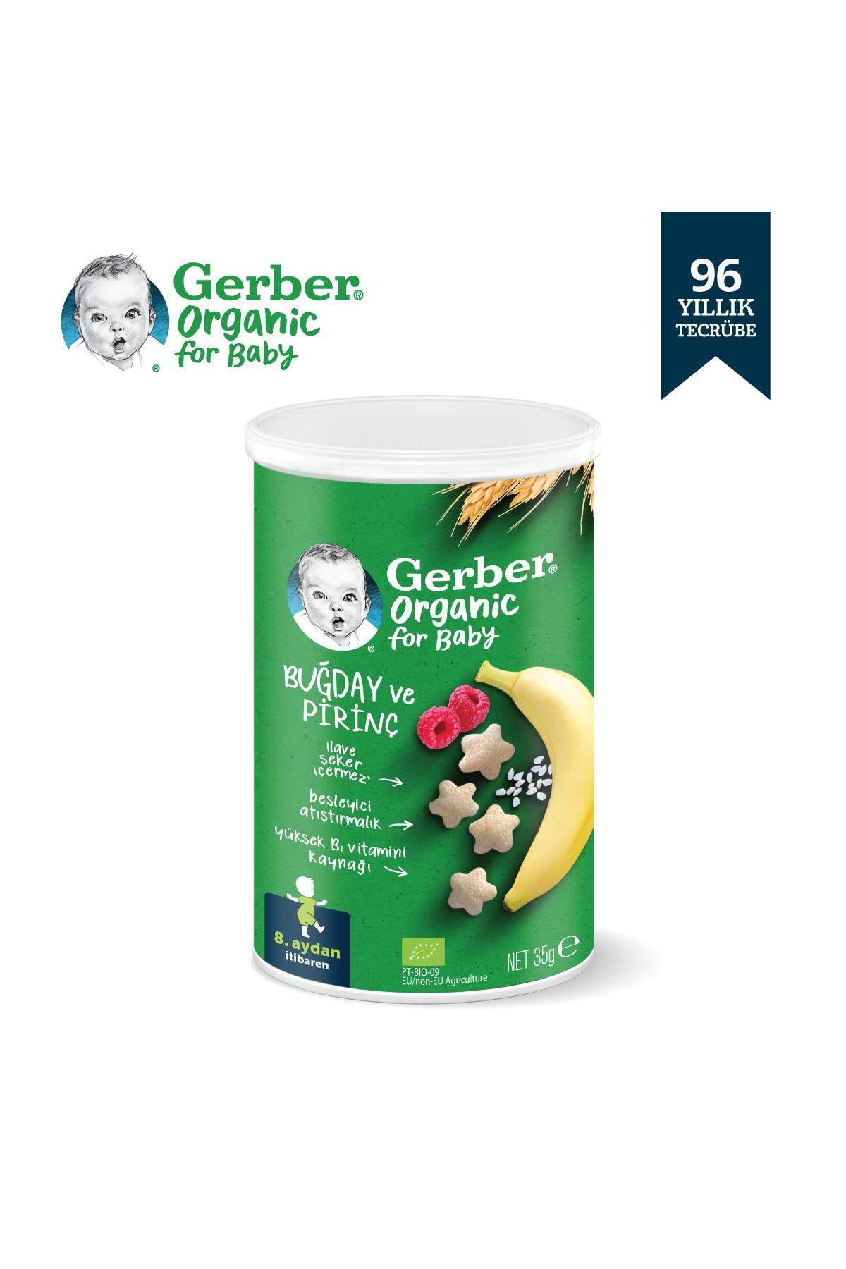 Organik Pirinçli, Buğdaylı, Muzlu Ve Ahududulu Bebek Atıştırmalığı 35 gr