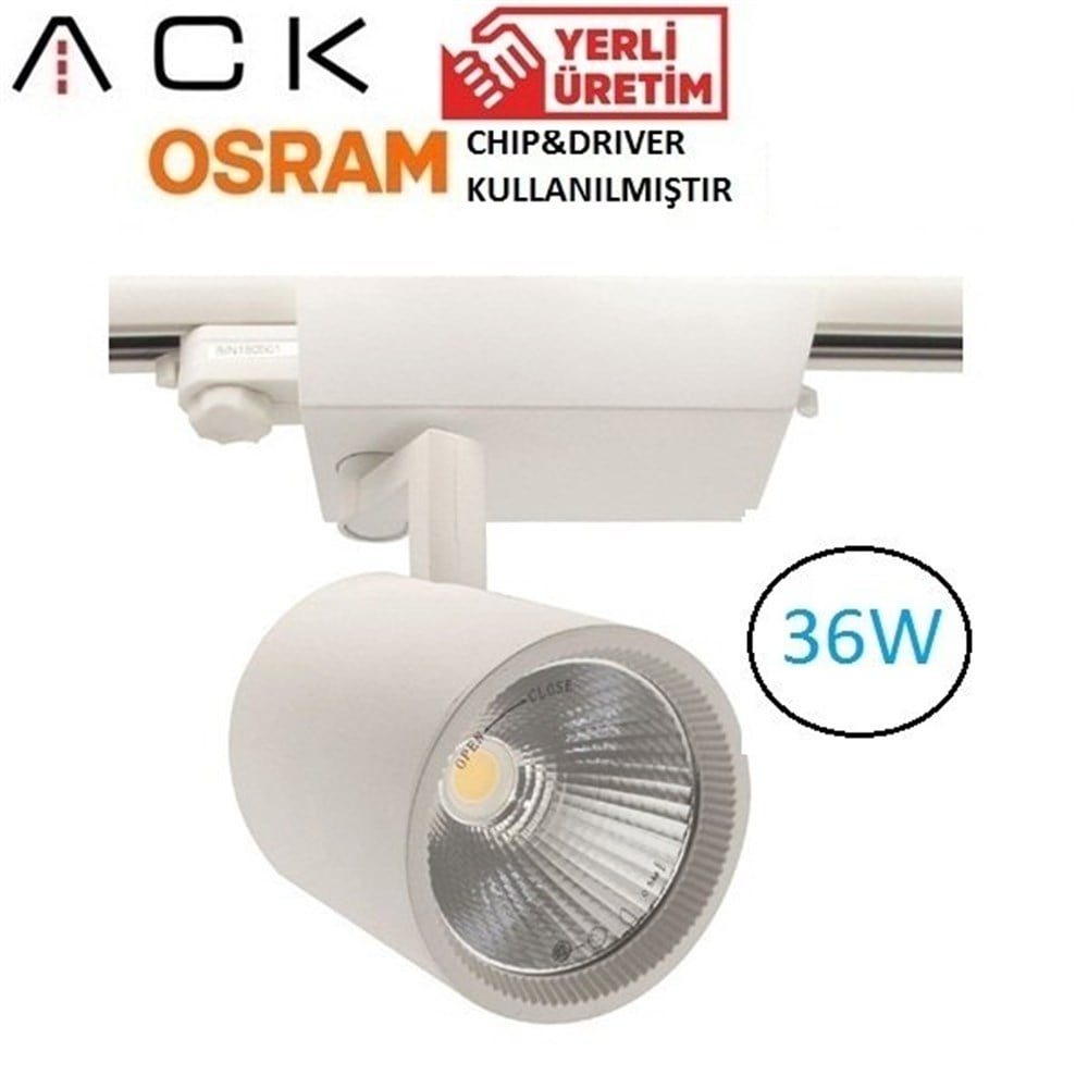 AD30-14831 Ack 36 W Led Ray Spot Armatür Siyah Kasa Beyaz Işık 6500kRay Spotlar ve RaylarACKAD30-14831-10235