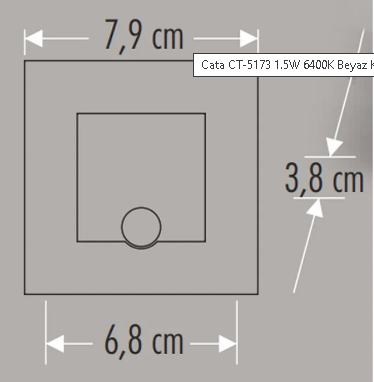 CATA CT 5183 1.5 W Radar Sensörlü Kare Koridor Aydınlatması 6400K Beyaz ışıkCATA CT 5183 6400K Beyazışık 1.5 W Radar Sensörlü Koridor Led SpotKoridor AydınlatmalarıCATACT-5183B-12409