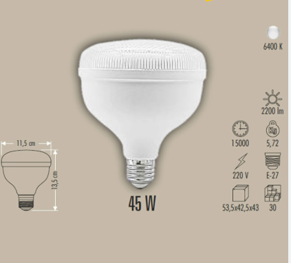 CATA CT 4145 Kristal 45W Torch Led Ampul 6400K Beyaz Işık Led AmpullerCATACT-4145-31134