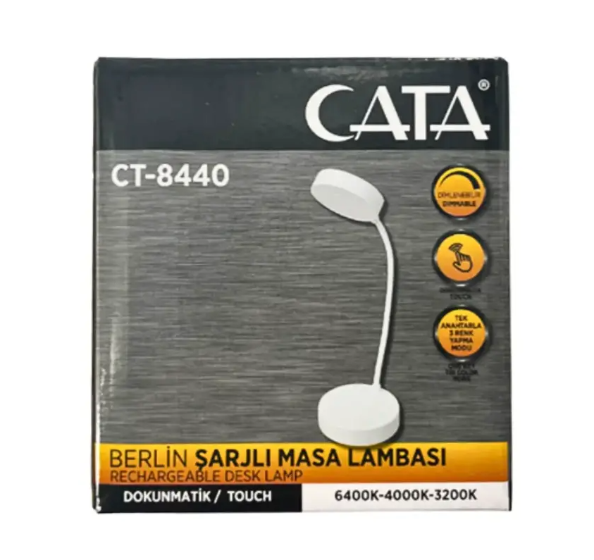 CATA CT 8440 Beyaz Kasa Dimmerli Dokunmatik 4000K Berlin Masa LambasıMasa Lambası Ve IşıldaklarCATACT-8440-BK-Y-31260