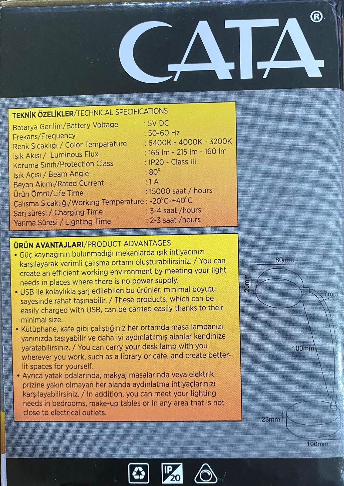 CATA CT 8440 Siyah Kasa Dimmerli Dokunmatik 4000K Berlin Masa LambasıMasa Lambası Ve IşıldaklarCATACT-8440-SK-Y-31261