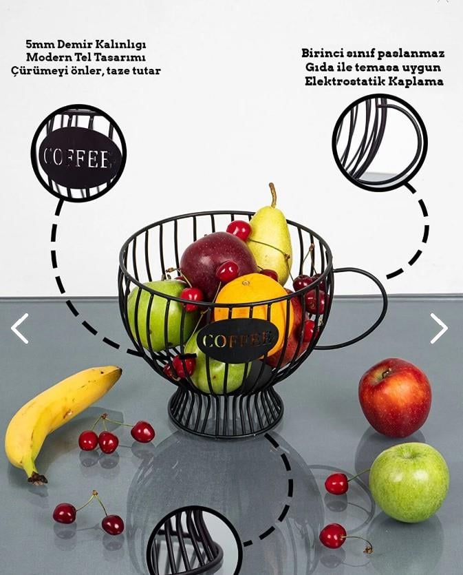 Frezya Coffe Dekoratif Siyah Metal Meyvelik Ev Yaşam & DekorasyonDiğerST00381 SİYAH-27292