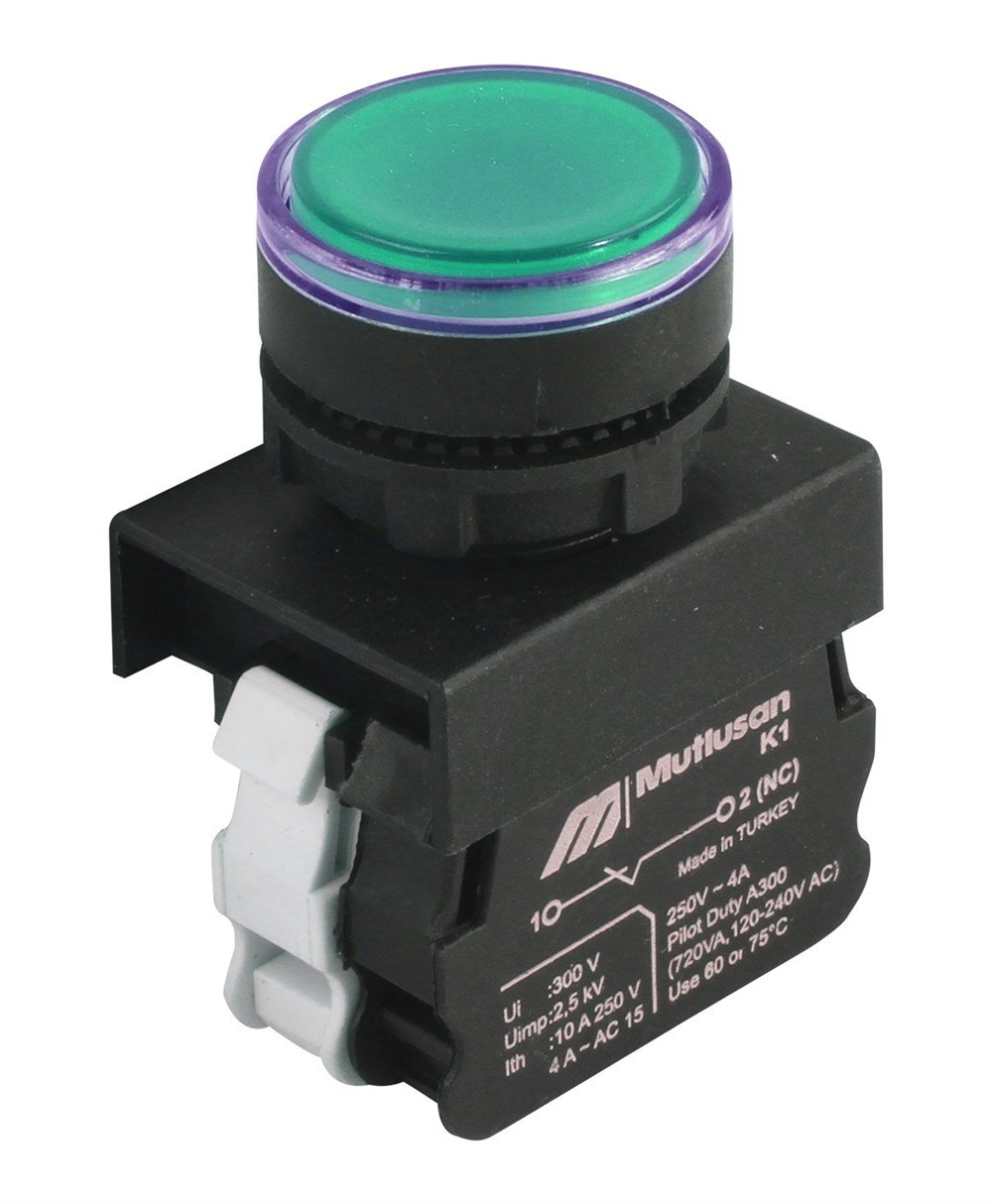 Mutlusan BA9S Ledli Yaylı Işıklı Start Butonu YeşilPako ŞalterlerDiğer010090050003 -16454