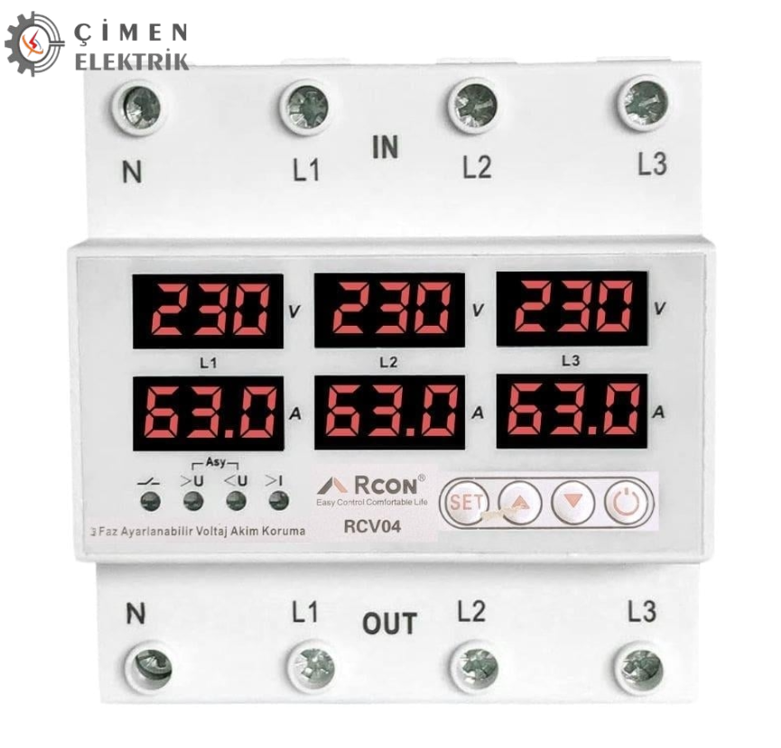 RCON RCV 04 Voltaj Ve Akım Koruma  Regülatörü 380VZaman Saatleri ve SensörlerDiğerRCV-04-29707