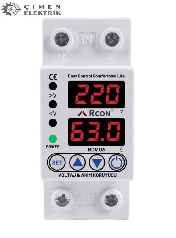 RCON RCV 03 Voltaj Ve Akım Koruma  Regülatörü 220V Zaman Saatleri ve SensörlerDiğerRCV-03-29706