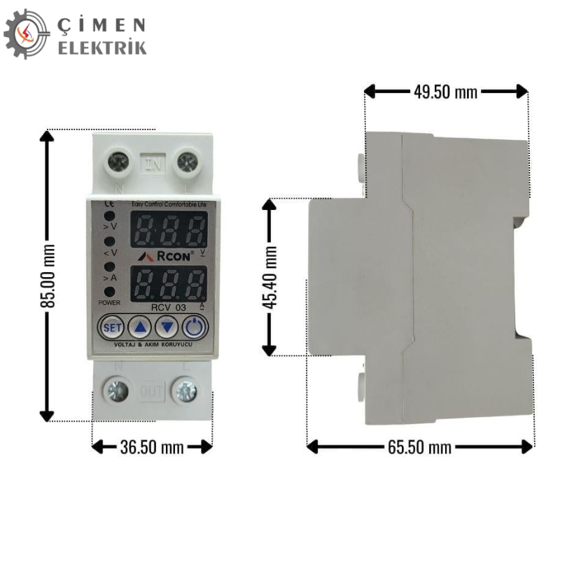 RCON RCV 03 Voltaj Ve Akım Koruma  Regülatörü 220V Zaman Saatleri ve SensörlerDiğerRCV-03-29706