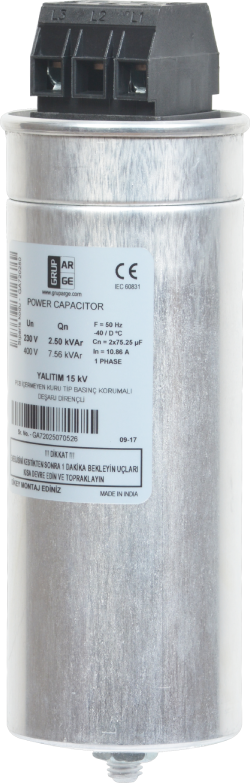 Ekon 40002 0,25 KVAR 231 V Monofaze Silindir KondansatörEkon 40002 0,25 KVAR 231 V Monofaze Silindir KondansatörKondansatörlerEKONEKON-40002-13200