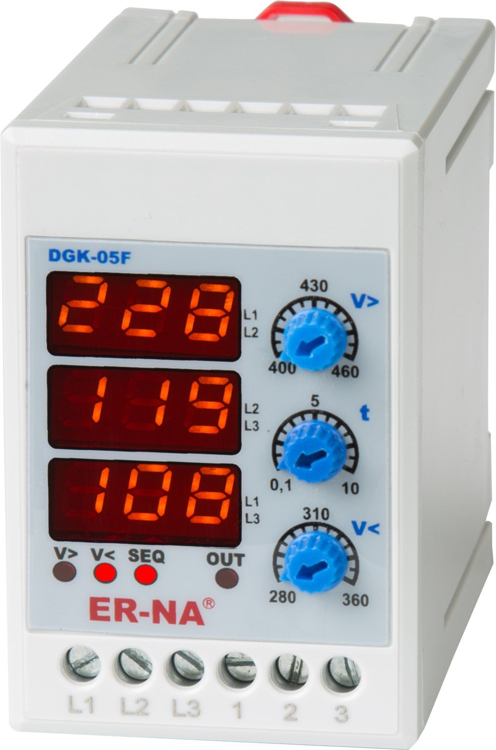ERNA DGK-05F DİZİTAL FAZ SIRALI GERİLİM KONTROL RÖLESİZaman Saatleri ve SensörlerERNADGK-05F-16907