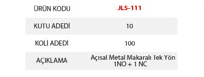 JAMESON JLS 111 Limit Swıtch Açısal Metal Makaralı Tek YönPako ŞalterlerJAMESONJLS-111-25925