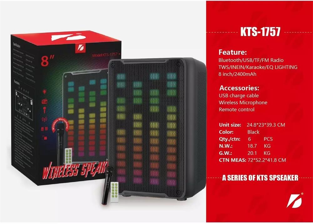 KTS 1757 Bluetoohlu Kareoke Mikrofonlu HoparlörELEKTRONİKKTSKTS-1757-25728
