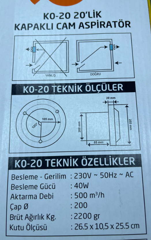 NİSA LUCE 20'lik Saç Gövde Kapaklı Aspiratör 40WAspiratör & FanlarNİSALUCENİSALUCE-20 KAPAKLI-27941