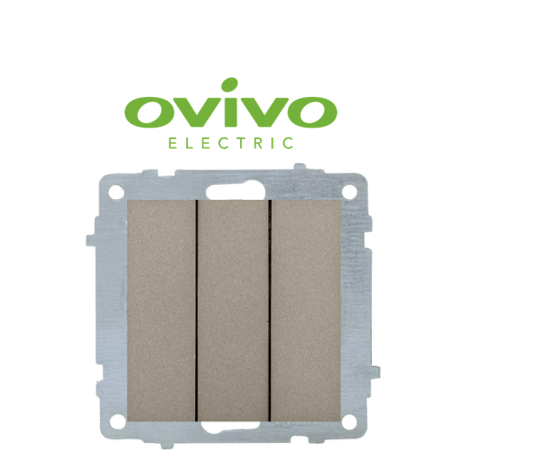 Ovivo Antrasit Üçlü Anahtar Çerçevesiz GranoAnahtar PrizlerOVİVO600-000213-254-26334