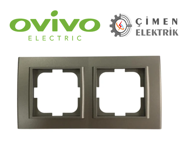 Ovivo Mina Antrasit İkili ÇerçeveAnahtar PrizlerOVİVO401-130000-226-27850