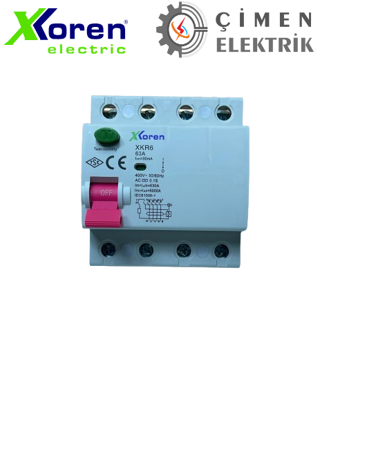 XKOREN 4X63A 30MA 6KA Kaçak Akım RÖLESİ XKR64P-30-63Kaçak Akım RöleleriXKORENXKR64P-30-63-27799