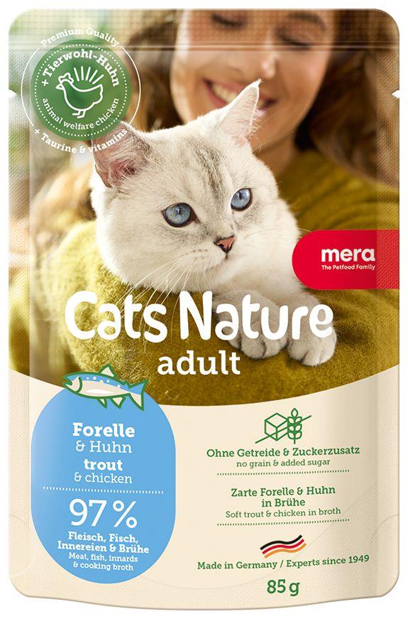  Mera Cats Nature Pouch Tahılsız Alabalıklı Yetişkin Kedi Konservesi 85 gr