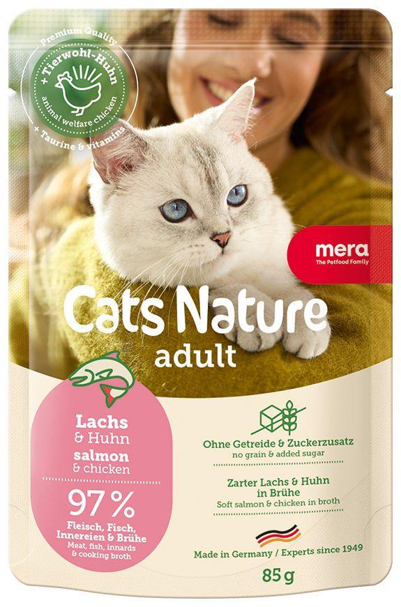  Mera Cats Nature Pouch Tahılsız Somonlu Yetişkin Kedi Konservesi 85 gr