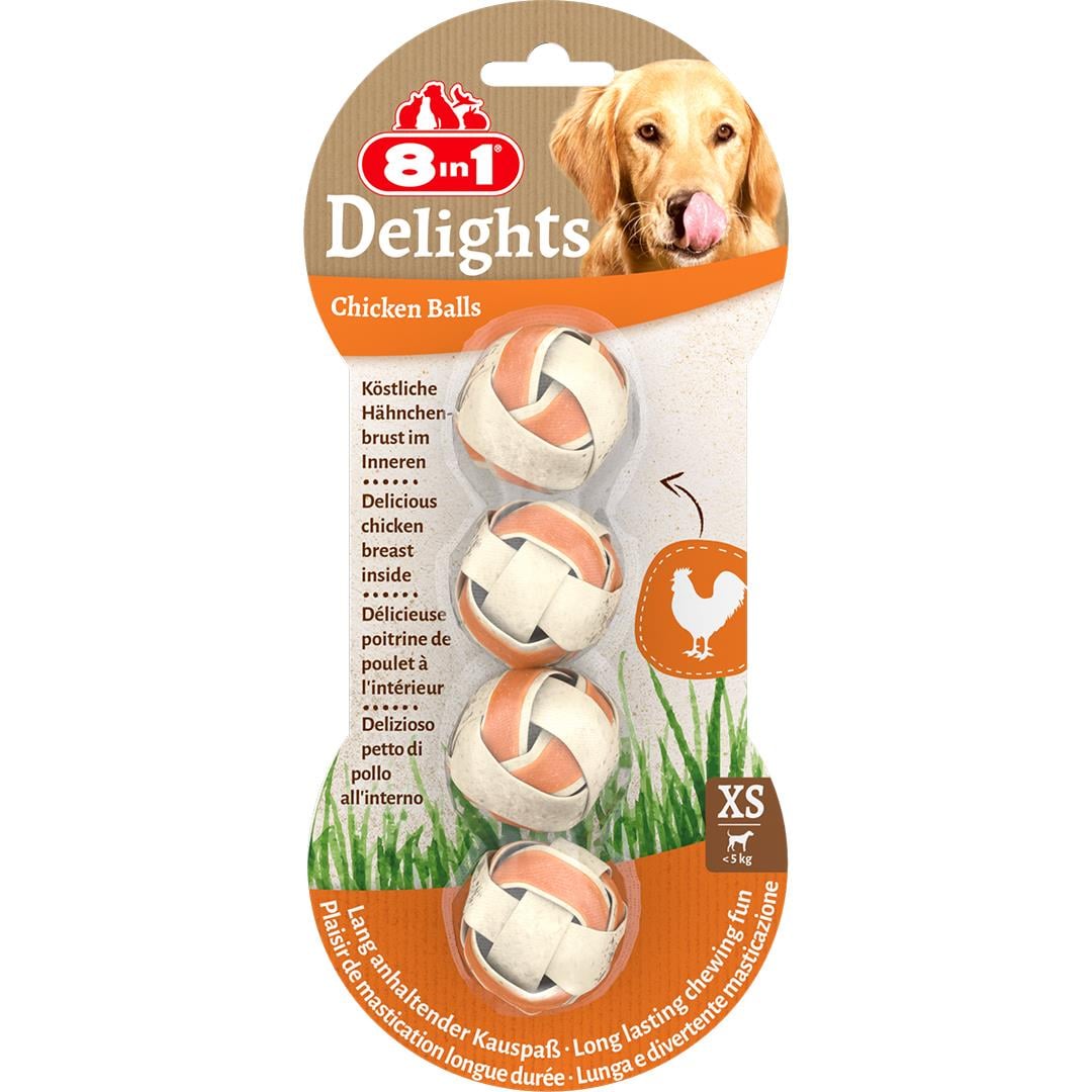 8in1 Delights Örme Top Tavuklu Köpek Kemiği 36 gr 4 Adet