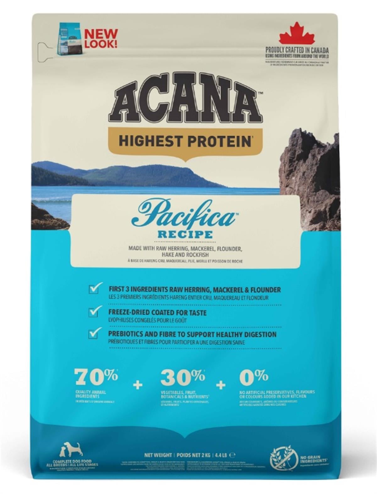 Acana Pacifica Somonlu, Ringa Balıklı ve Alabalıklı Tahılsız Yetişkin Köpek Maması 2 kg