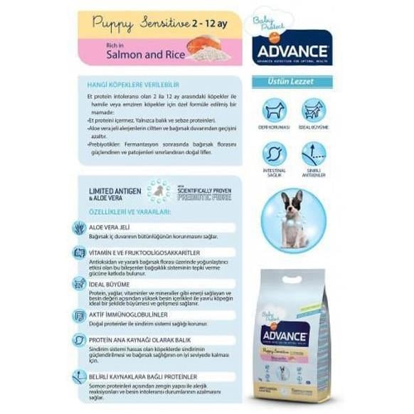 Advance Sensitive Somonlu Hassas Yavru Köpek Maması 3 Kg