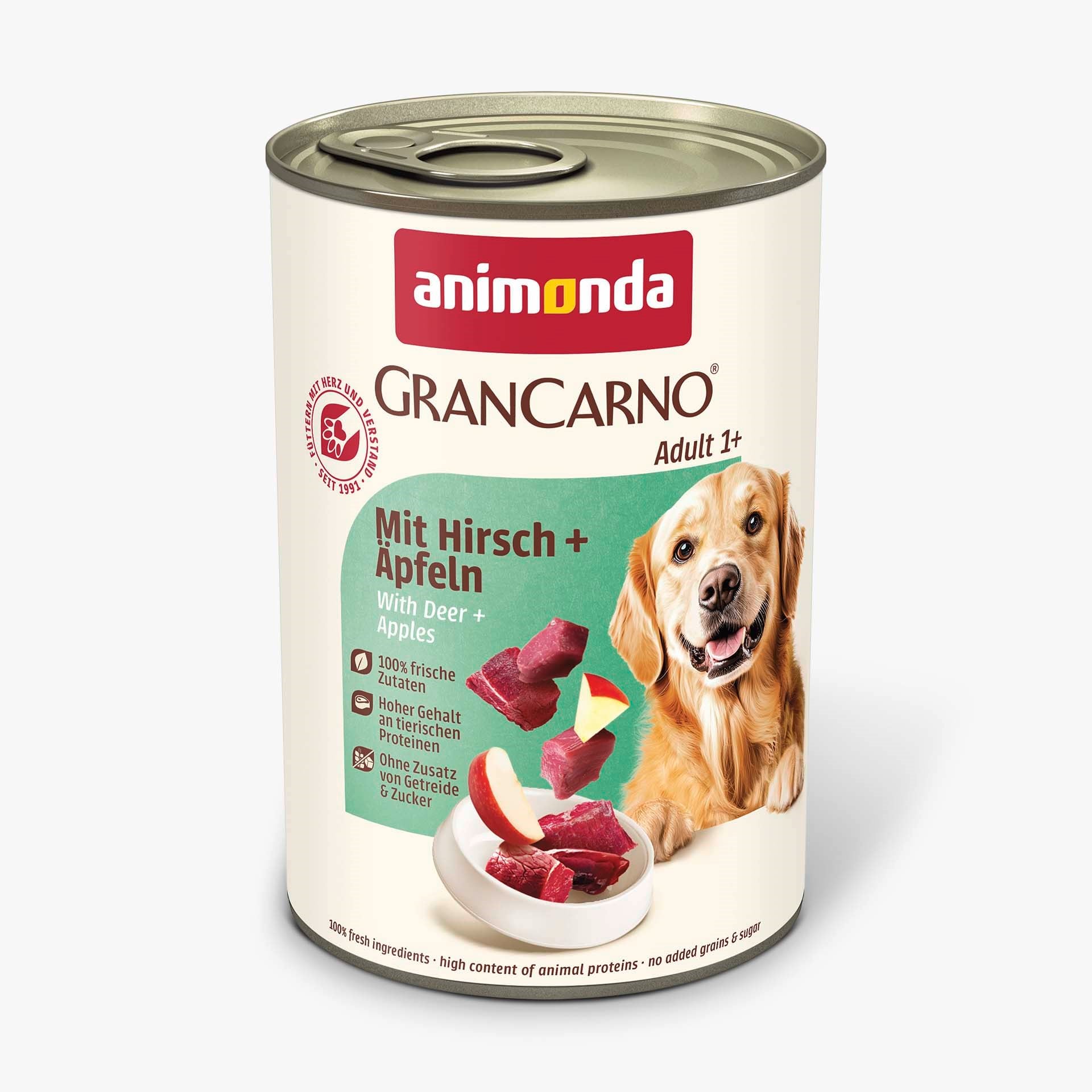 Animonda Gran Carno Elmalı Ve Geyik Etli Yetişkin Köpek Konservesi  400 Gr