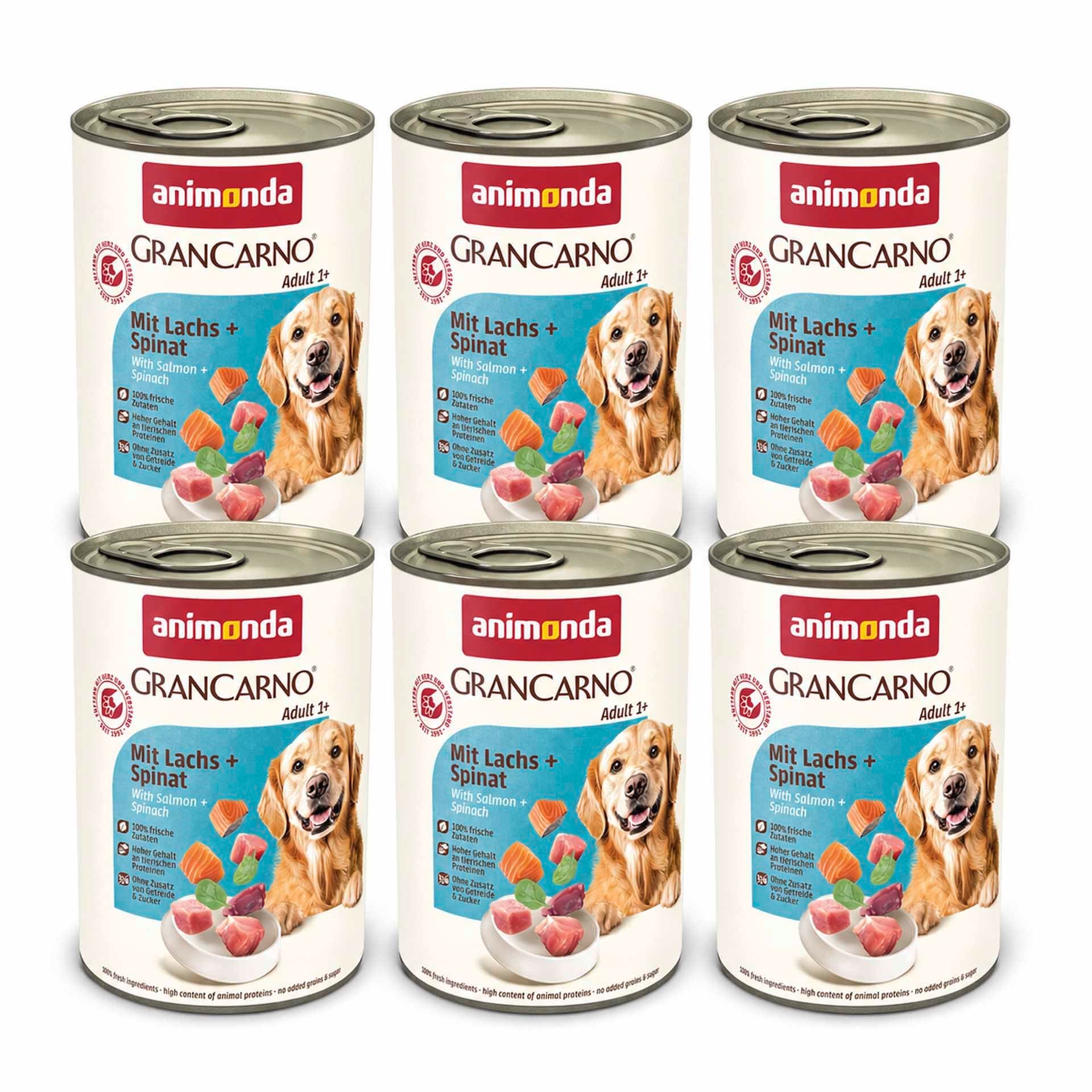 Animonda Gran Carno Ispanaklı Ve Somonlu Yetişkin Köpek Konservesi  400 Gr x 6 Adet