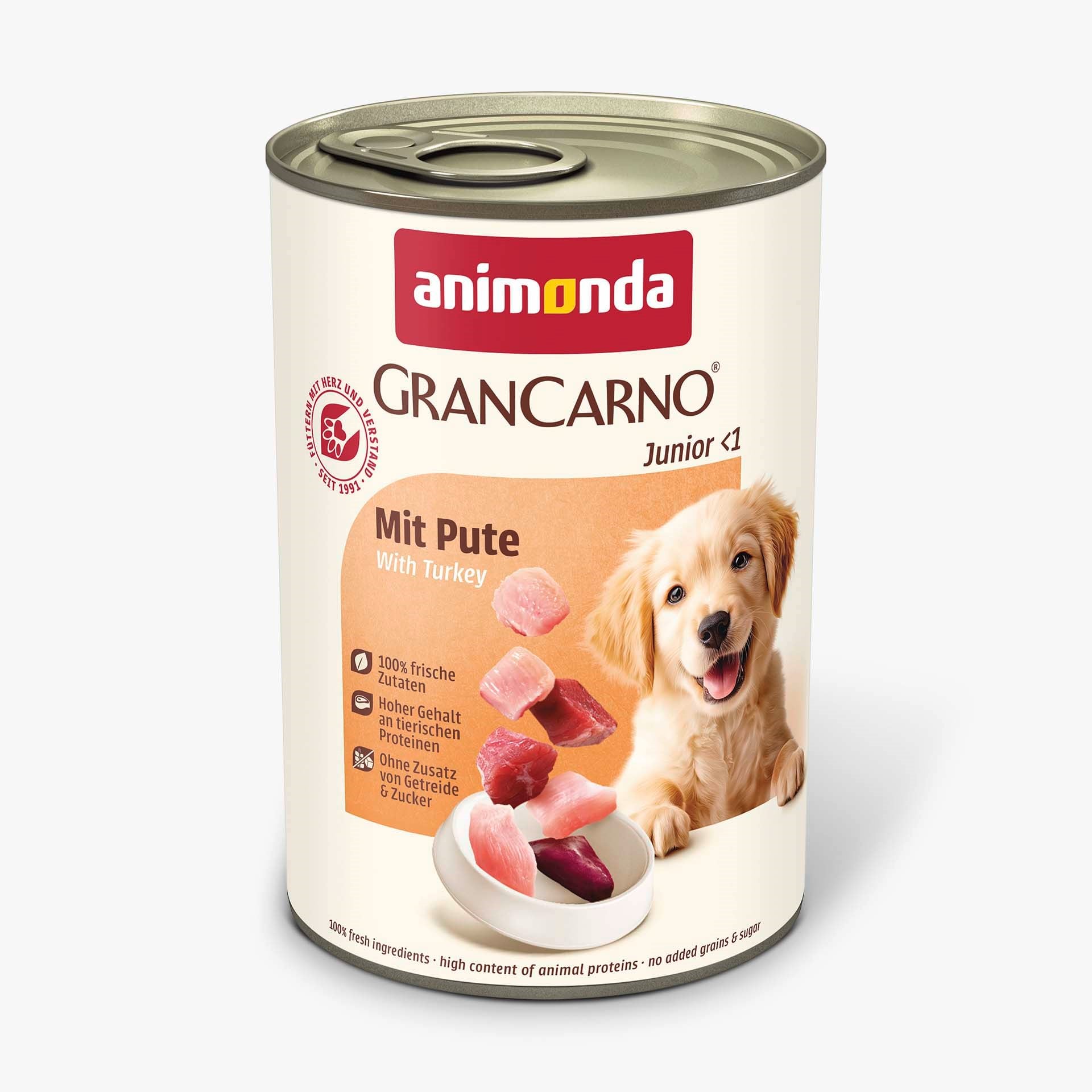 Animonda Gran Carno Junior Sığır Etli Ve Hindi Yürekli Yavru Köpek Konservesi  400 Gr