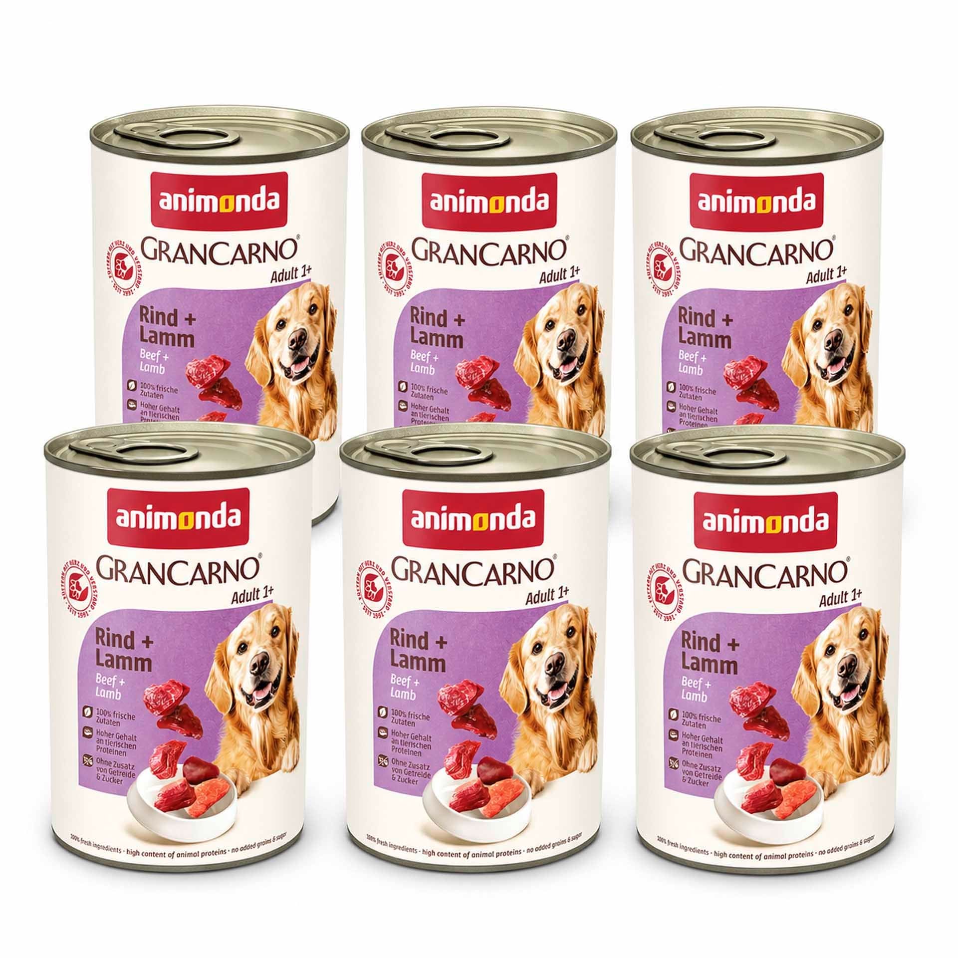 Animonda Gran Carno Sığır ve Kuzu Etli Yetişkin Köpek Konservesi  400 Gr (6 Adet)