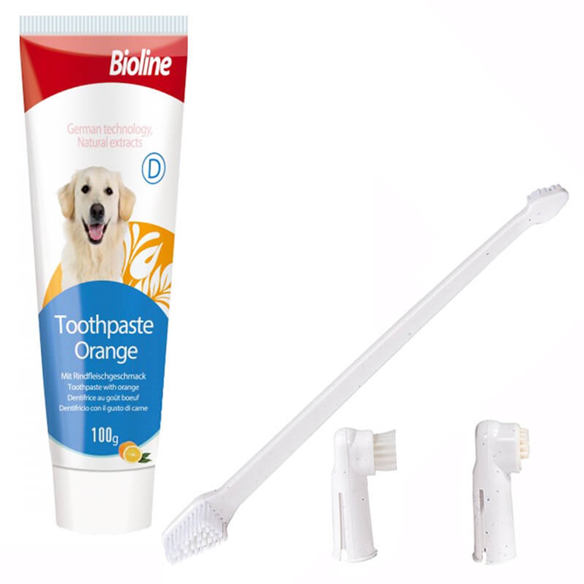 Bioline Portakal Aromalı Köpek Diş Macunu Ve Diş Fırçası Seti  100 gr