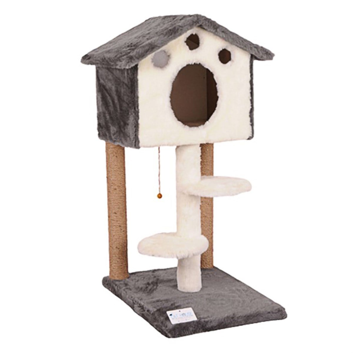 Cat House Merdivenli Yuvalı Kedi Tırmalama Tahtası  98 cm Gri