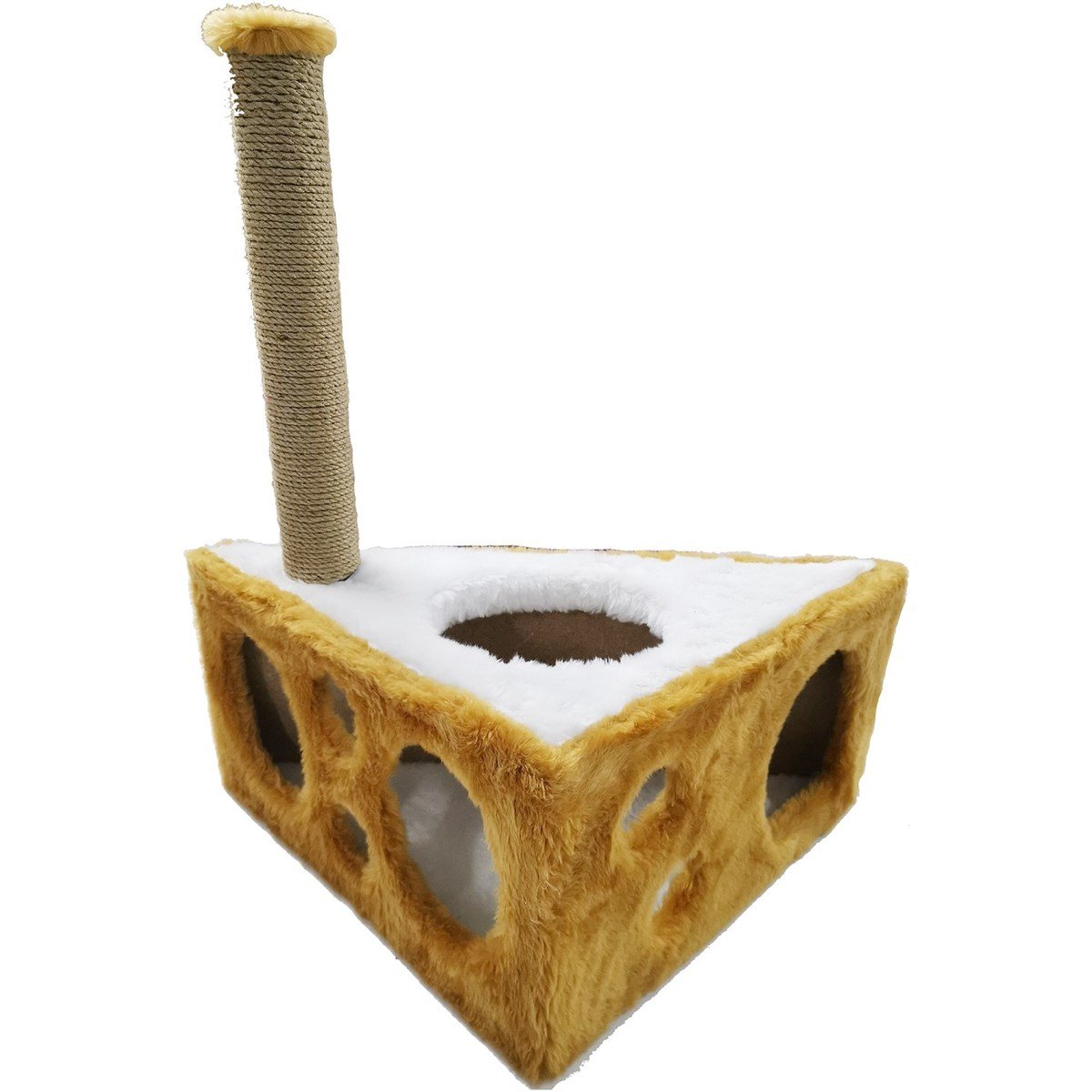 Cat House Peynir Şeklinde Yuvalı Kedi Tırmalama Tahtası  67 cm Kahverengi