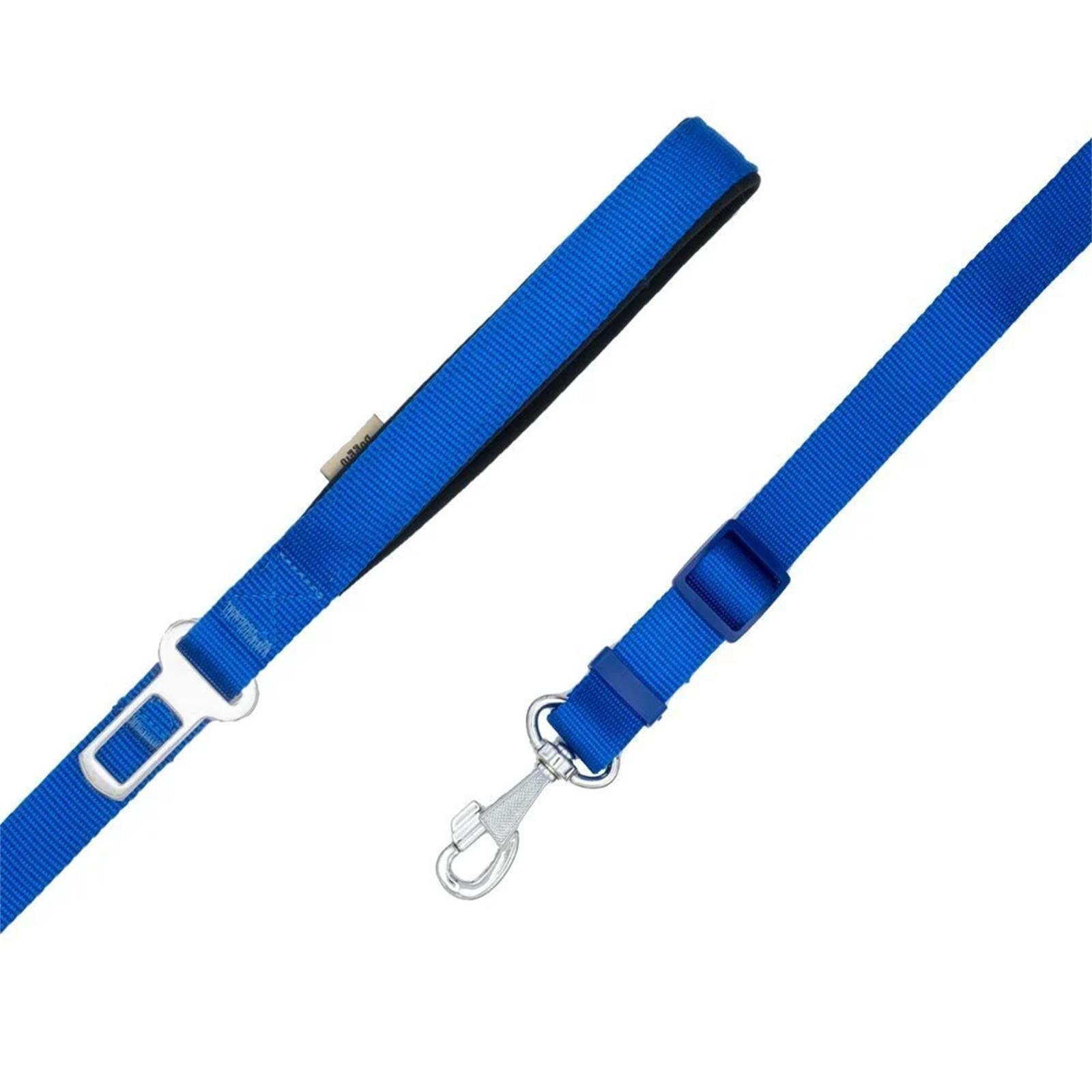Doggie El Yapımı Dokumadan Emniyet Kemerli Köpek Gezdirme Tasması 2,5 x 80 cm Mavi