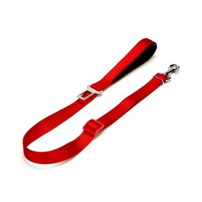 Doggie El Yapımı Dokumadan Emniyet Kemerli Köpek Gezdirme Tasması 2,5 x 80 cm Kırmızı