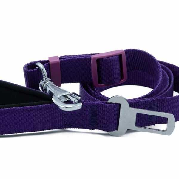 Doggie El Yapımı Dokumadan Emniyet Kemerli Köpek Gezdirme Tasması 2,5 x 80 cm Mor