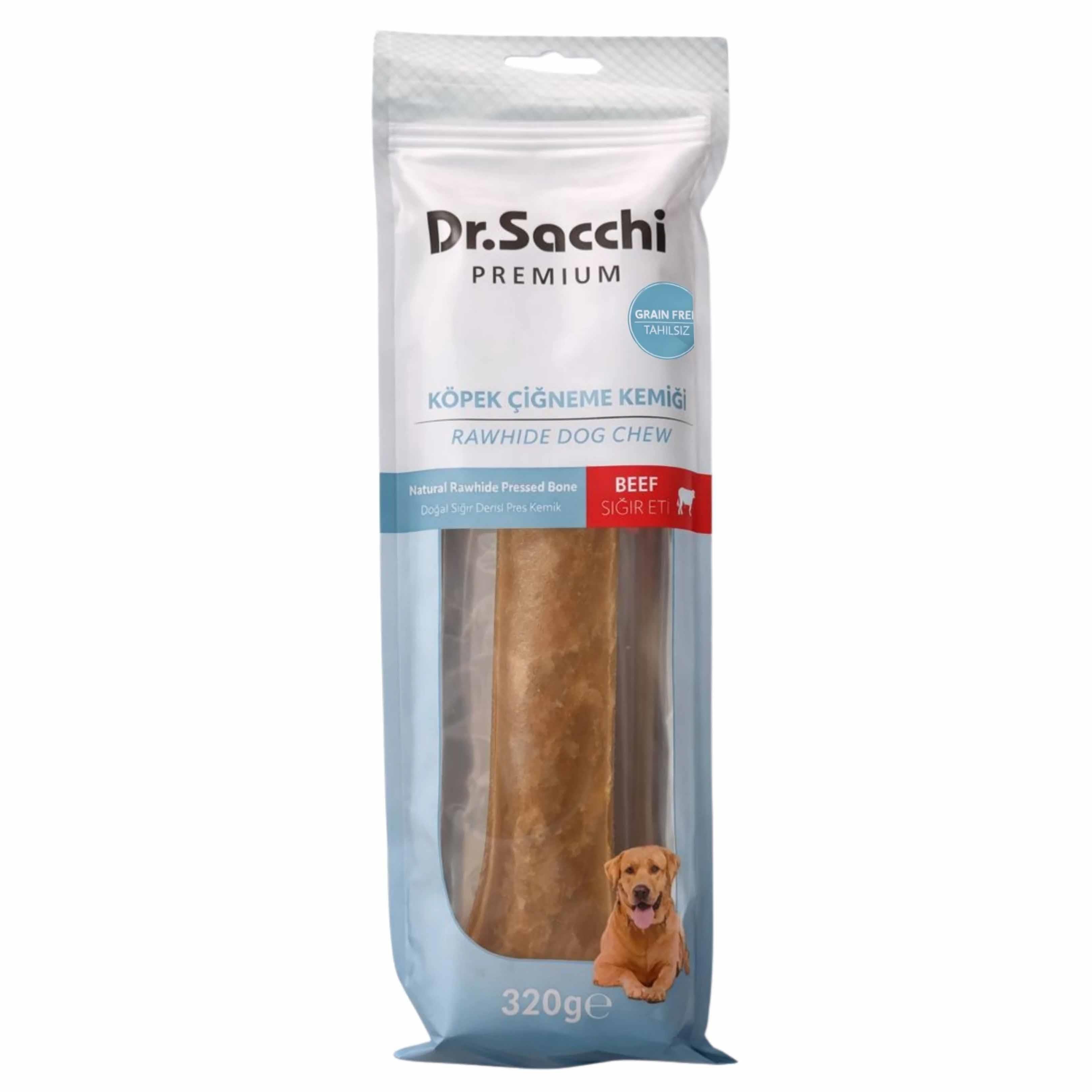Dr. Sacchi Sığır Derisi Doğal Press Kemik Köpek Ödülü 320 g