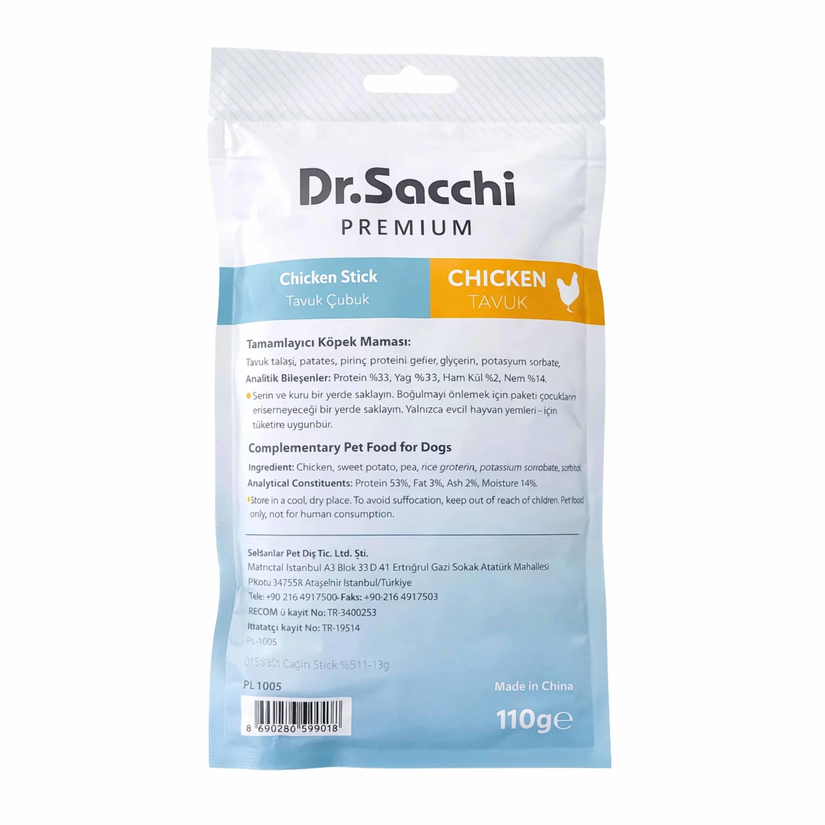 Dr. Sacchi Yumuşak Formda Tavuklu Köpek Ödülü 100 g